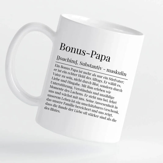 Tasse - Bonus-Papa Definition mit Bild und Wunschtext - personalisierbar