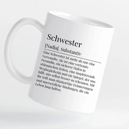 Tasse - Schwester Definition mit Bild und Wunschtext - personalisierbar