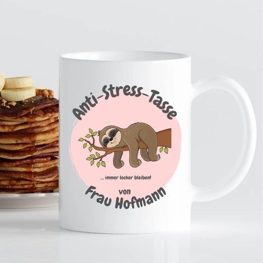 Tasse - Anti-Stress-Tasse mit Faultier - personalisierbar