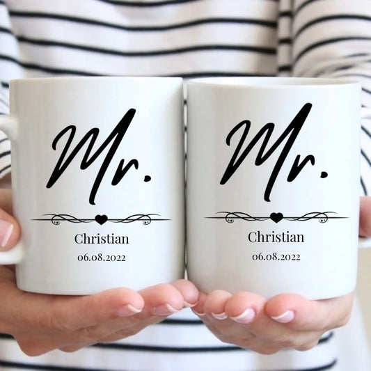Mr. & Mrs. Tasse - Geschenk zur Hochzeit - personalisierbar