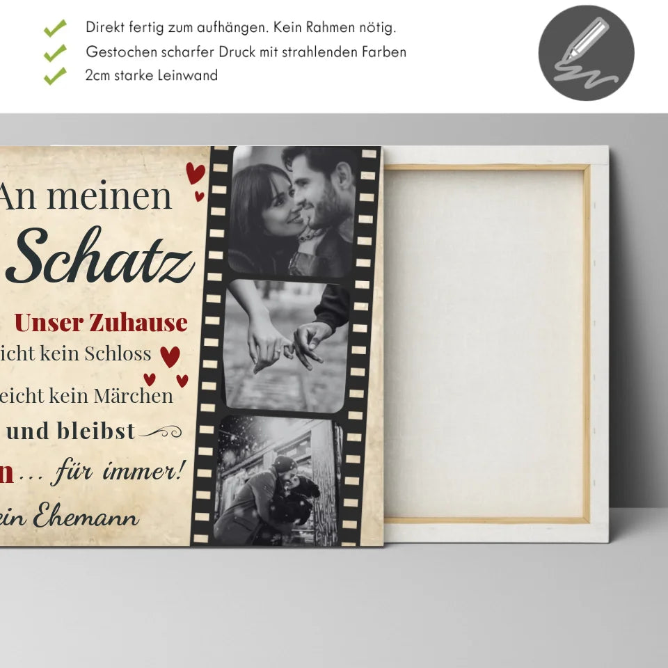 Wandbild - An meinen Schatz Herzen - personalisierbar