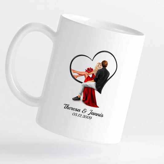 Tasse - Liebespaar mit Herzmotiv - personalisierbar