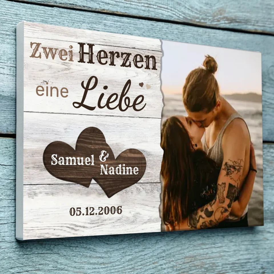 Wandbild - Zwei Herzen, eine Liebe - personalisierbar