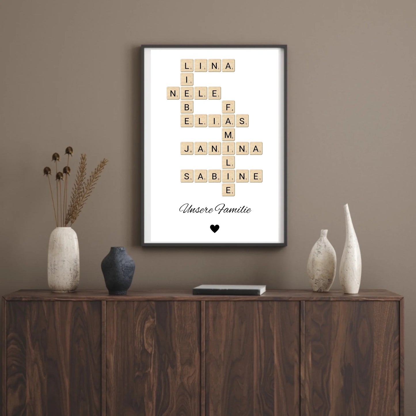 Wandbild - Unsere Familie das Kreuzworträtsel im Scrabble-Design - personalisierbar