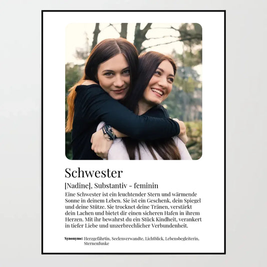 Poster - Schwester Definition - personalisierbar