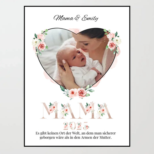 Poster - Mama mit Foto-Upload (gold) - personalisierbar