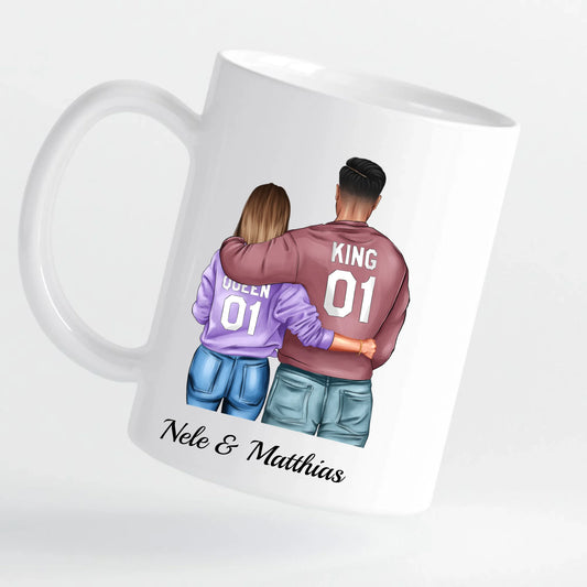Tasse - King & Queen, Paar-Tasse - personalisierbar