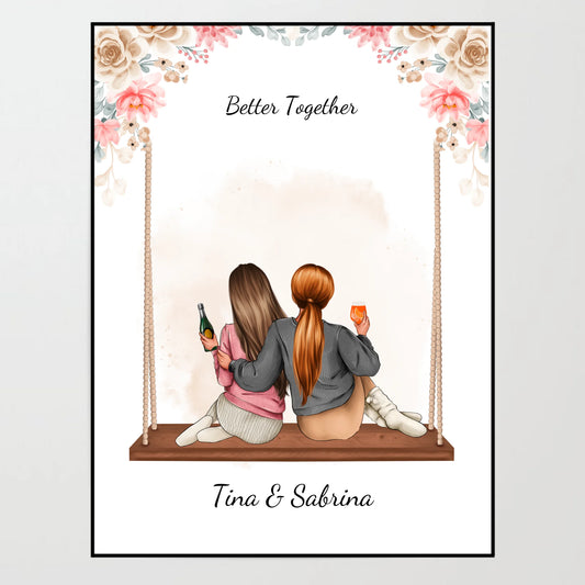 Poster - Besties auf der Schaukel - personalisierbar