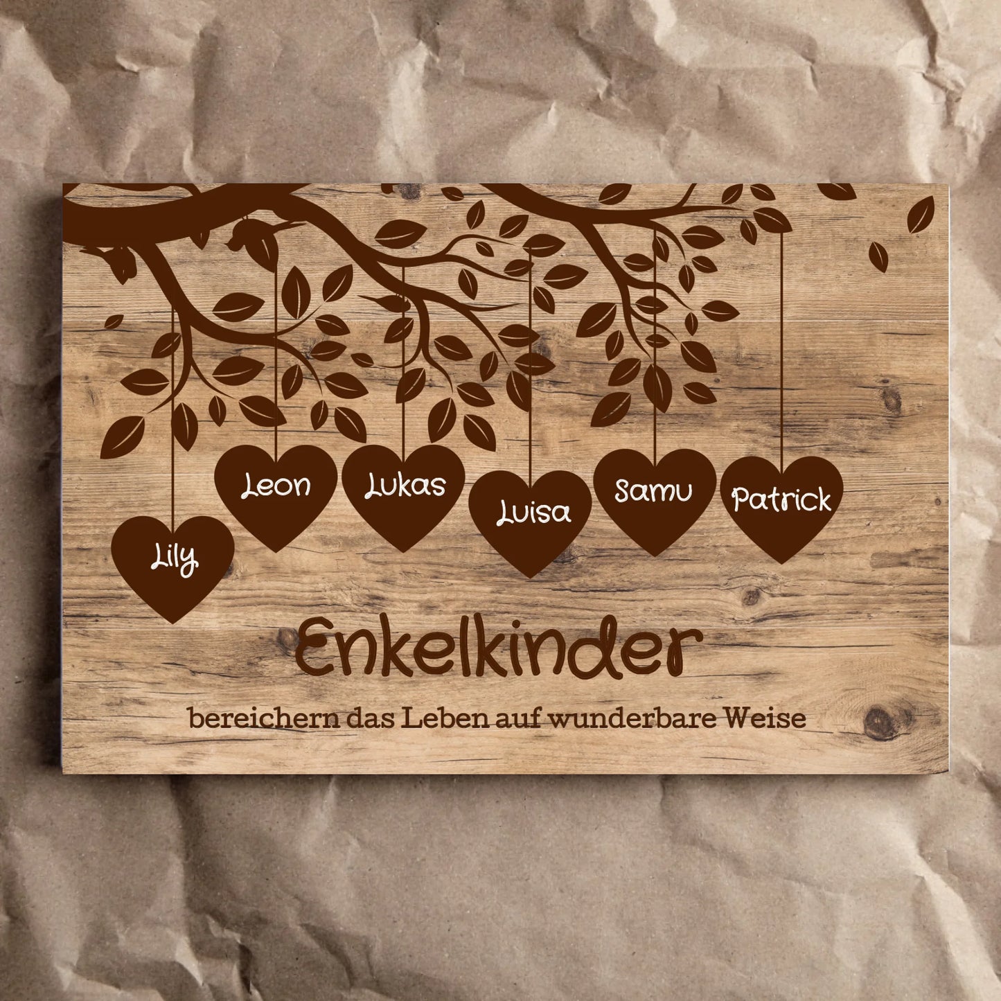 Wandbild - Enkelkinder mit Herz - personalisierbar