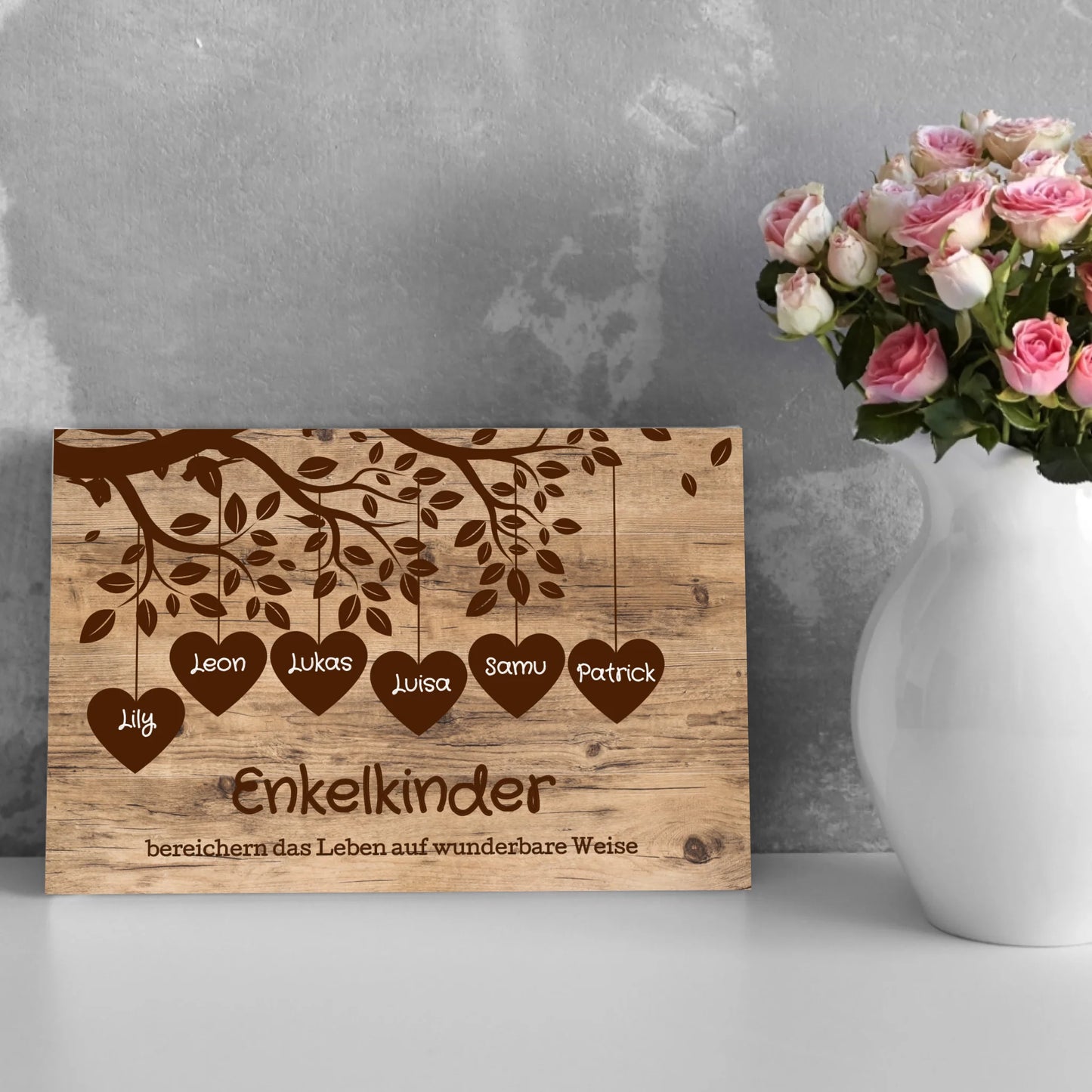 Wandbild - Enkelkinder mit Herz - personalisierbar