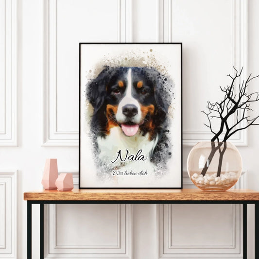 Kunstdruck - Haustier im Aquarell-Stil - personalisierbar