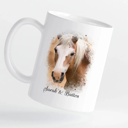 Tasse - Dein Pferd mit Foto-Upload im Aquarell-Stil - personalisierbar