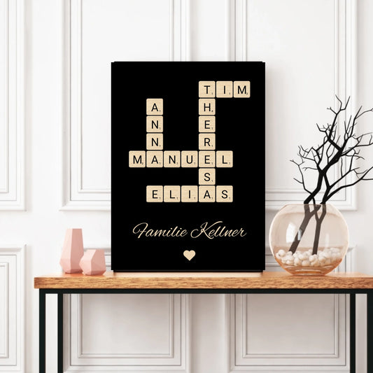 Poster - Scrabble mit Namen, schwarz - personalisierbar