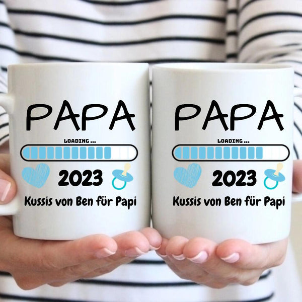 Papa Tasse - Geschenk für werdende Väter - Papa Loading Tasse - personalisierbar