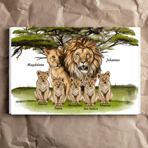 Kunstdruck Löwenfamilie - personalisierbar