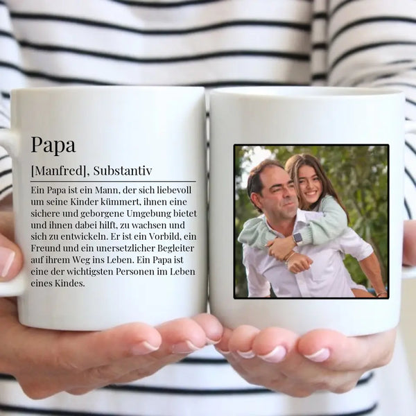 Tasse - Papa Definition mit Bild und Wunschtext - personalisierbar