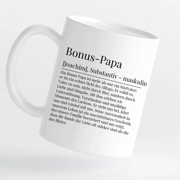 Tasse - Bonus-Papa Definition mit Bild und Wunschtext - personalisierbar