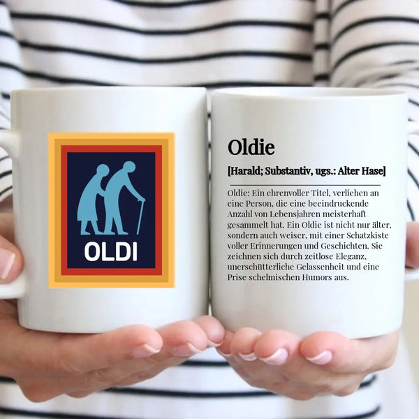 Tasse - "OLDI" Definition - für Geburtstag oder Rentner - personalisierbar
