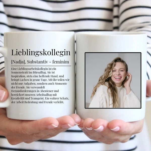 Tasse - Lieblingskollegin Definition mit Bild und Wunschtext - personalisierbar