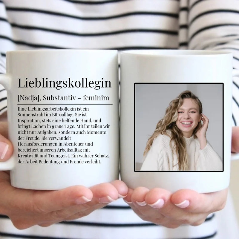 Tasse - Lieblingskollegin Definition mit Bild und Wunschtext - personalisierbar