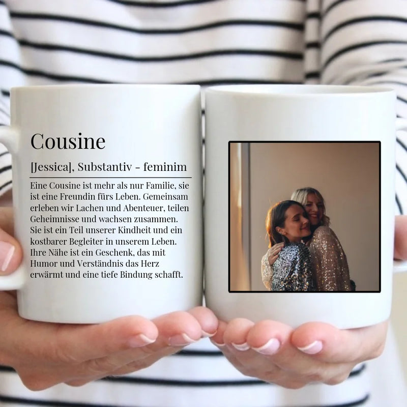 Tasse - Cousine Definition mit Bild und Wunschtext - personalisierbar