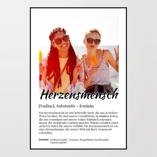 Poster - Herzensmensch Definition, kursiv - personalisierbar