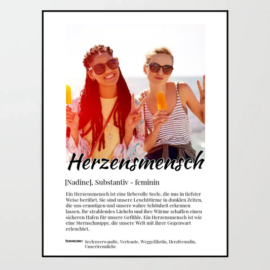 Poster - Herzensmensch Definition, kursiv - personalisierbar