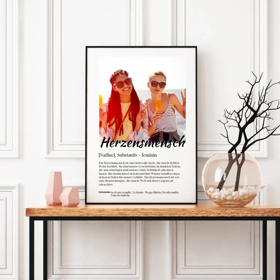 Poster - Herzensmensch Definition, kursiv - personalisierbar