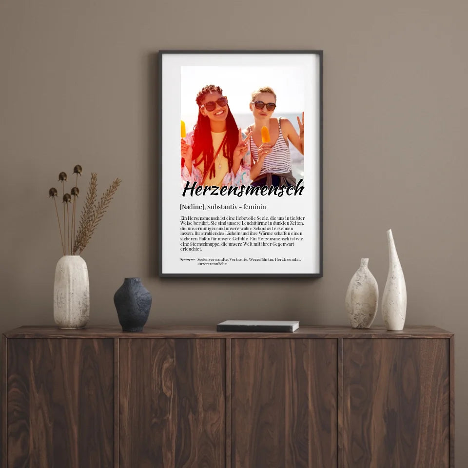 Poster - Herzensmensch Definition, kursiv - personalisierbar