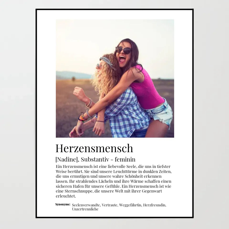 Poster - Herzensmensch Definition - personalisierbar
