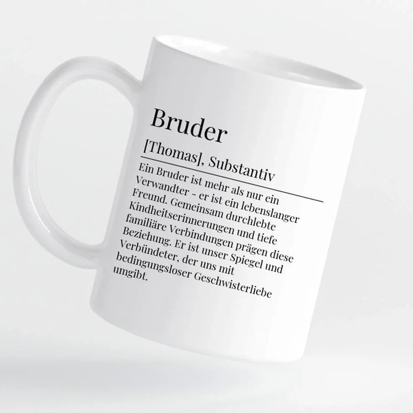 Tasse - Bruder Definition mit Bild und Wunschtext - personalisierbar