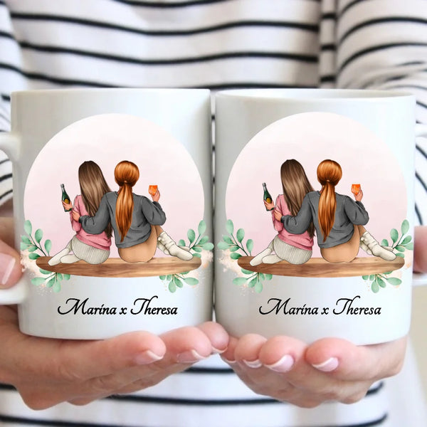 Tasse - Freundinnen sitzend - personalisierbar