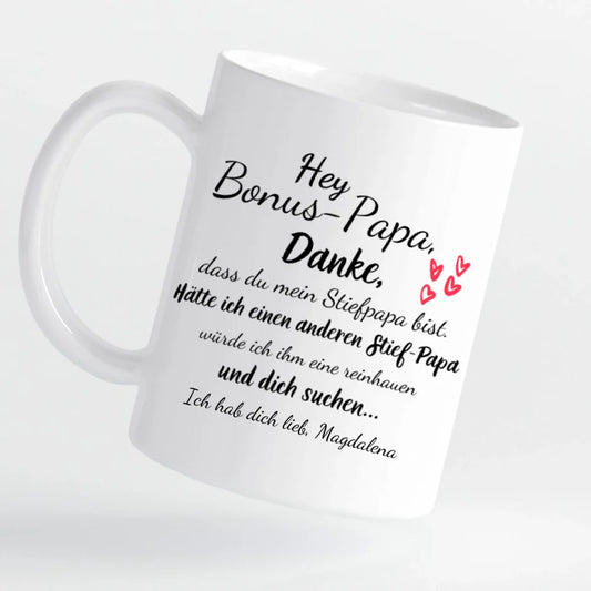 Tasse Bonus Papa mit lustigem Spruch - personalisierbar