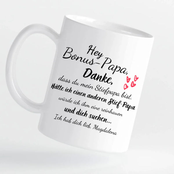 Tasse Bonus Papa mit lustigem Spruch - personalisierbar
