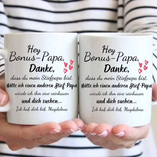 Tasse Bonus Papa mit lustigem Spruch - personalisierbar