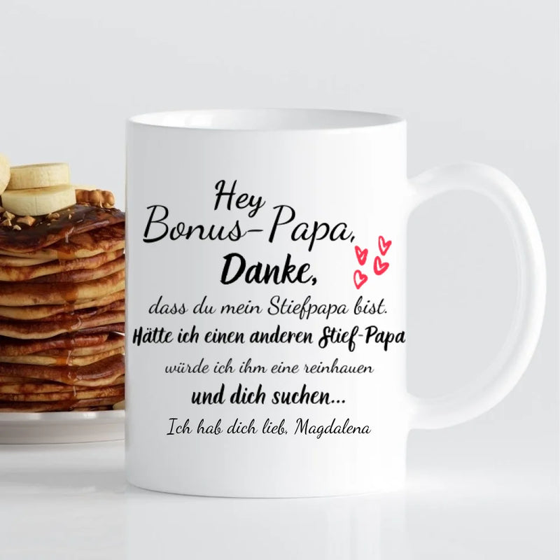 Tasse Bonus Papa mit lustigem Spruch - personalisierbar