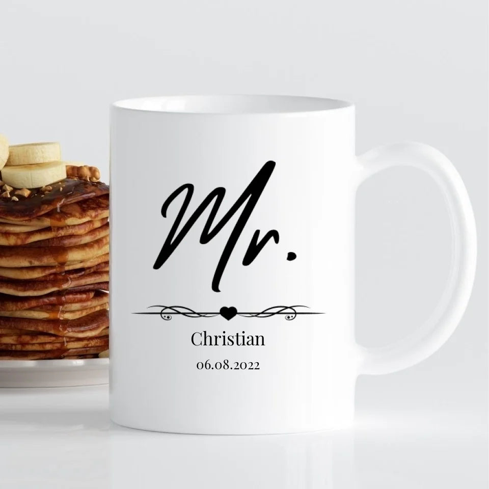 Mr. & Mrs. Tasse - Geschenk zur Hochzeit - personalisierbar