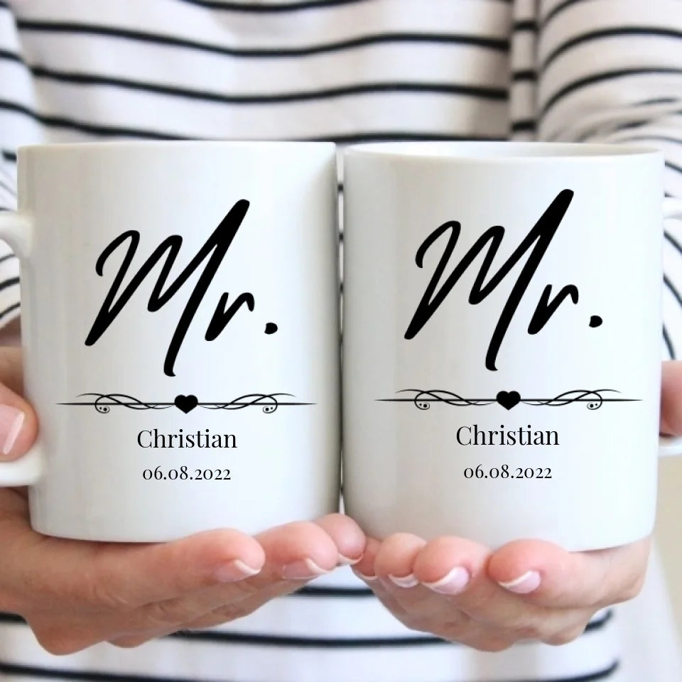 Mr. & Mrs. Tasse - Geschenk zur Hochzeit - personalisierbar