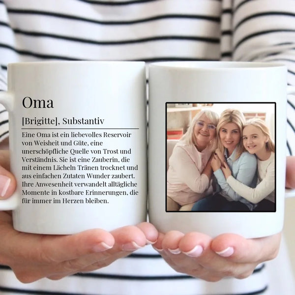 Tasse - Oma Definition mit Bild und Wunschtext - personalisierbar