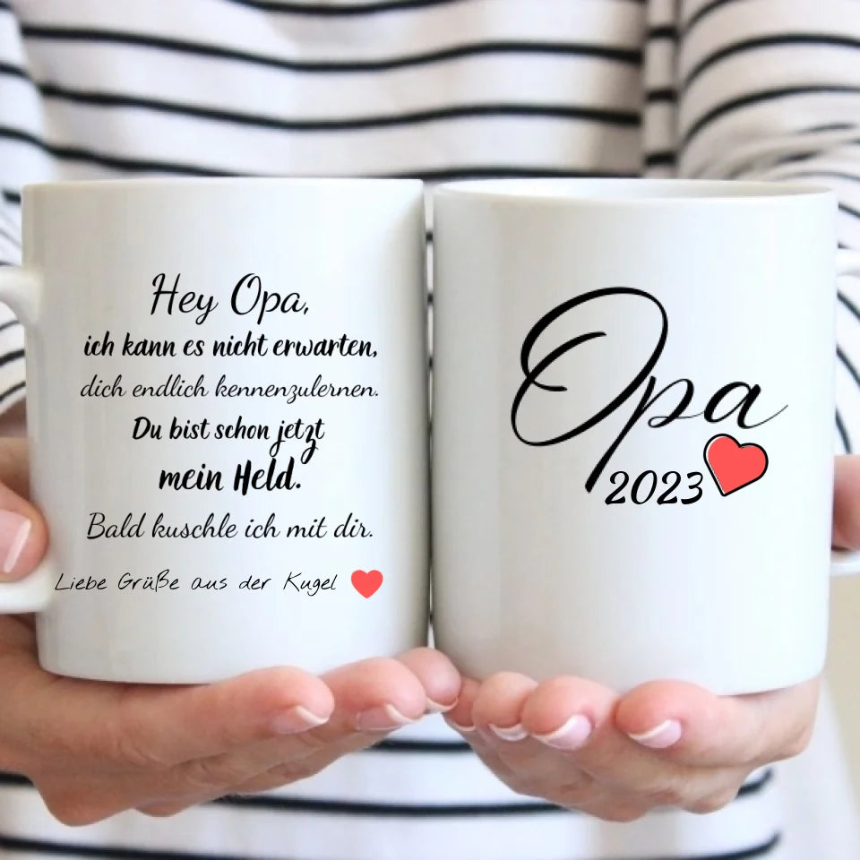 Tasse - Hey Opa, Grüße aus der Kugel – personalisierbar