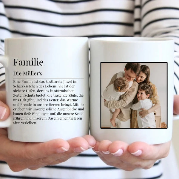 Tasse - Familie Definition mit Bild und Wunschtext - personalisierbar