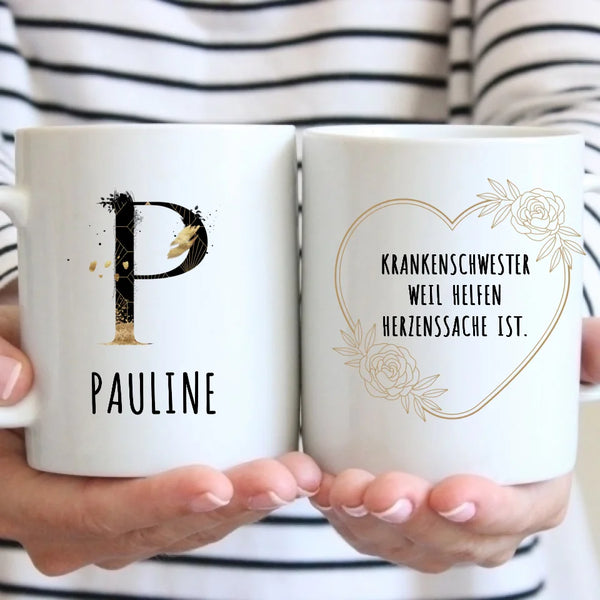 Tasse - Berufe mit Herz, Art Deco - personalisierbar