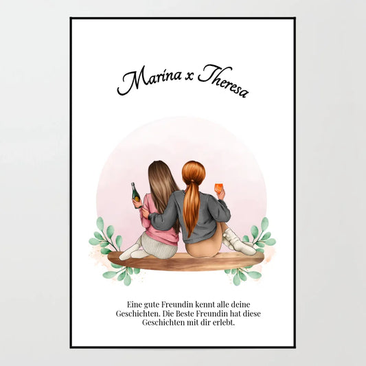 Poster - Beste Freundinnen sitzend - personalisierbar