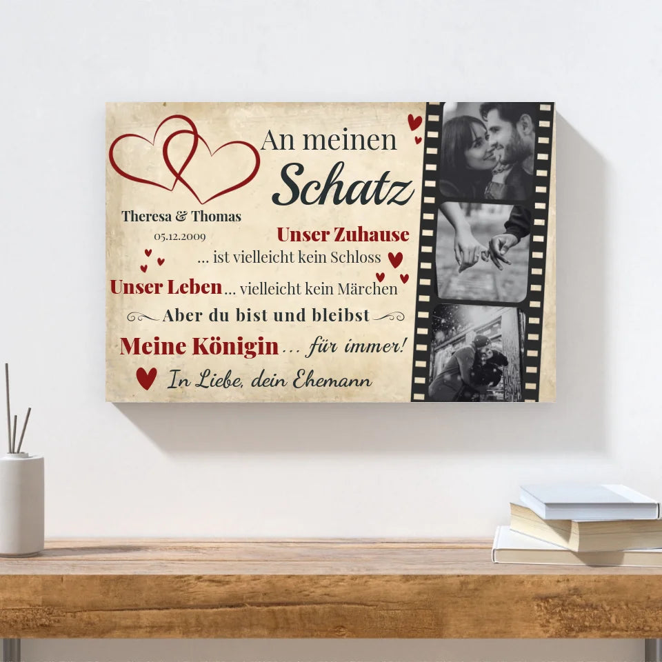 Wandbild - An meinen Schatz Herzen - personalisierbar