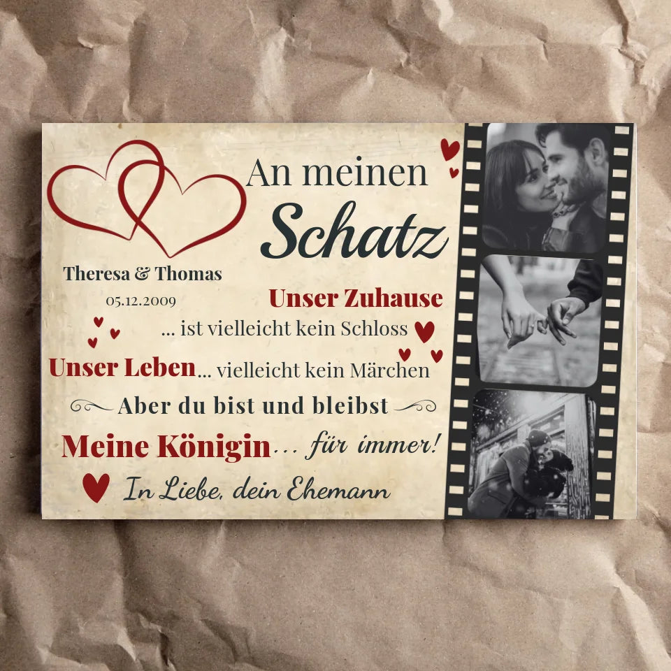 Wandbild - An meinen Schatz Herzen - personalisierbar