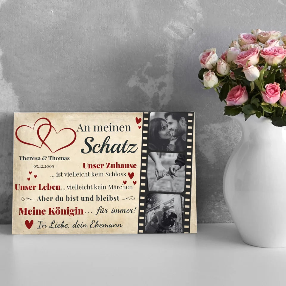 Wandbild - An meinen Schatz Herzen - personalisierbar