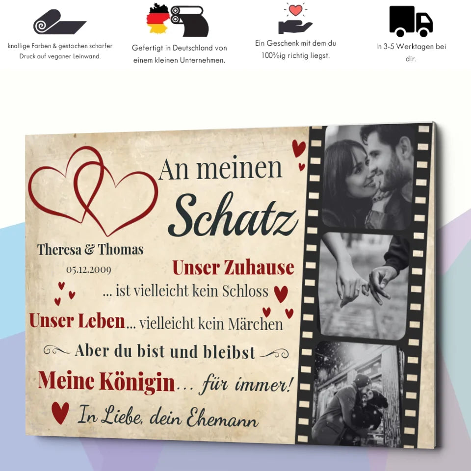 Wandbild - An meinen Schatz Herzen - personalisierbar