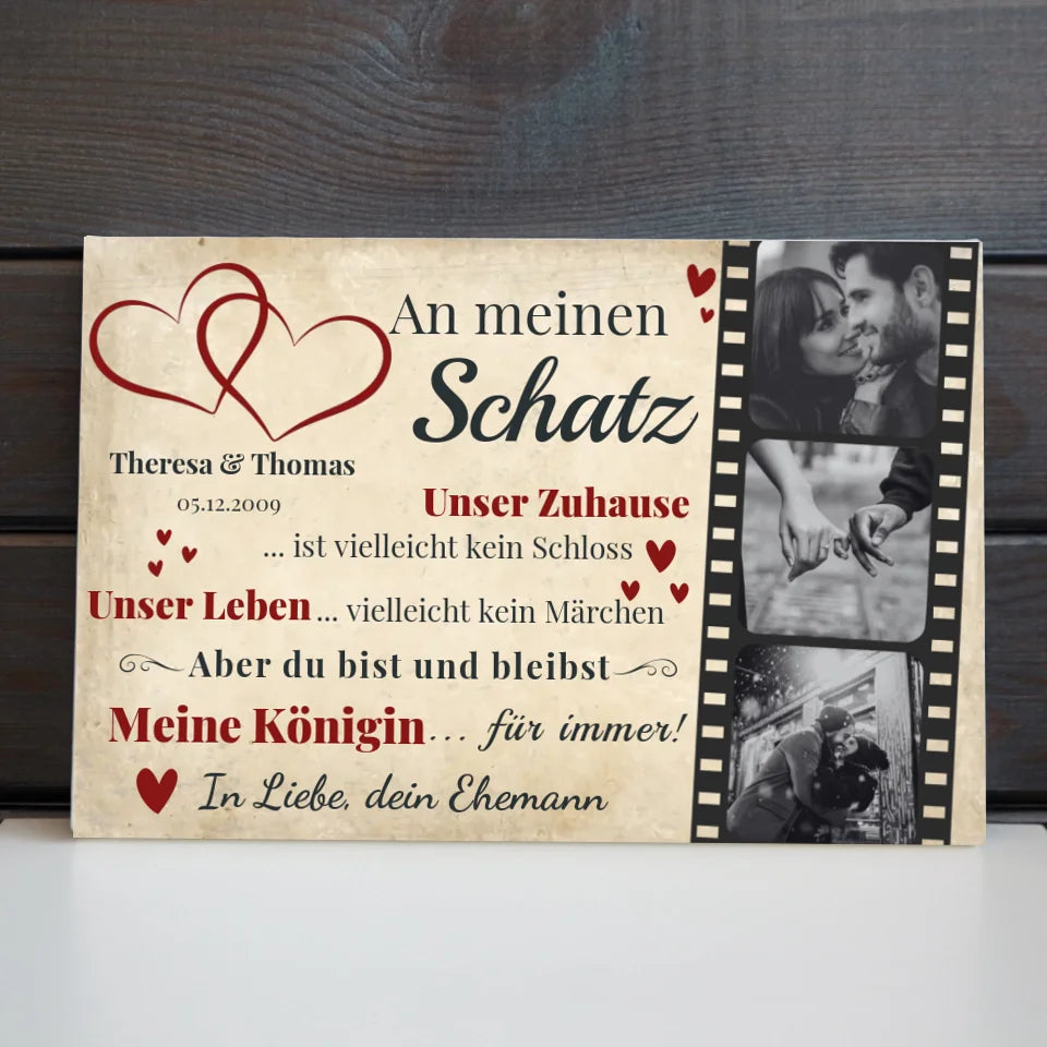 Wandbild - An meinen Schatz Herzen - personalisierbar