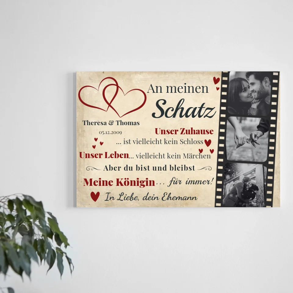Wandbild - An meinen Schatz Herzen - personalisierbar