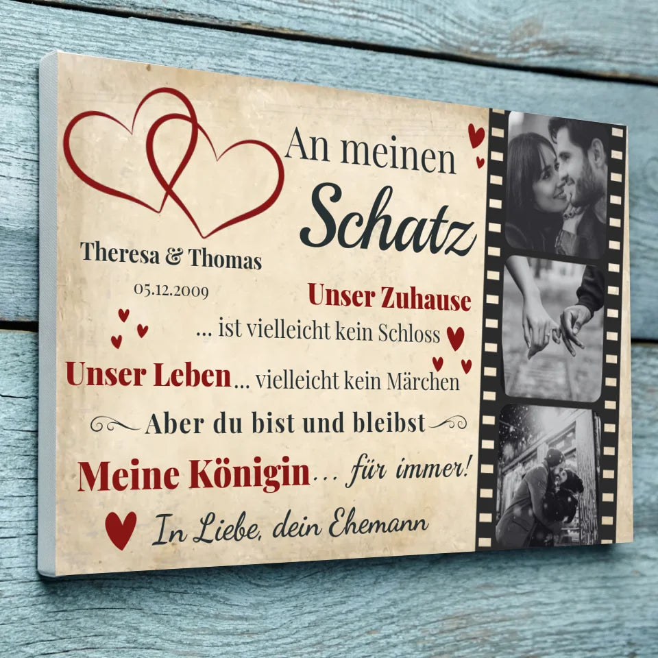 Wandbild - An meinen Schatz Herzen - personalisierbar